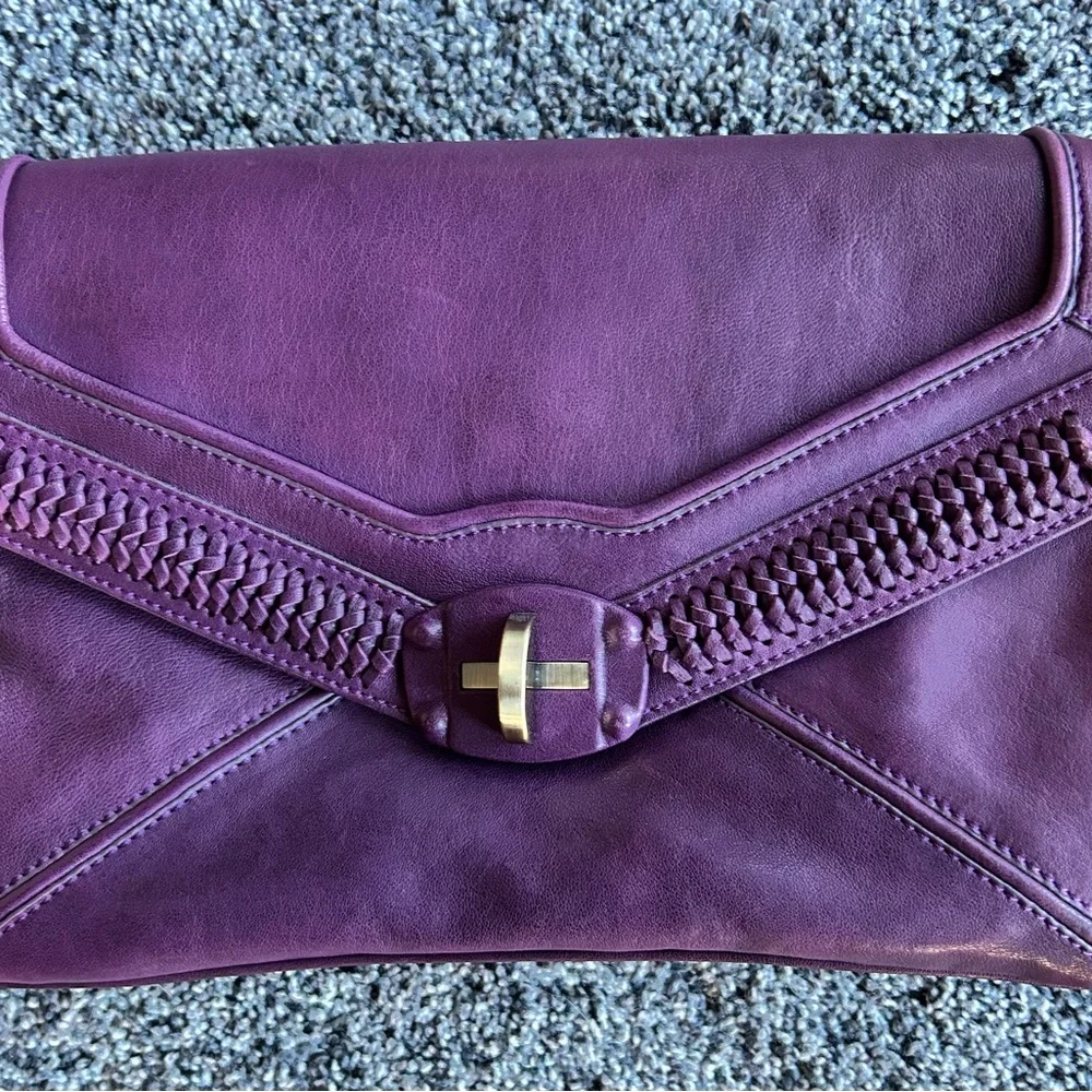 Treesje Violet Leather‎ Clutch with Braided Accent